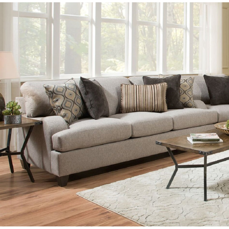 Canora Grey Made In Usa Tight Back Sofa With Pillows In 2tone Grey